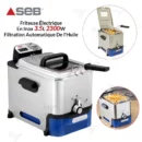 Friteuse Électrique En Inox 3.5L 2300W Avec Filtration Automatique De l’Huile Semi Pro Oleoclean Seb FR804000