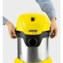 منفاخ كارشر - WD3 Premium مكنسة كهربائية متعددKarcher Aspirateur Souffleur - Wd3 Premium multi purpose vacuum Cleaner- - 1000 W - Jaune/Inox