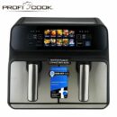 Proficook Friteuse Air Fryer sans huile a air chaud 8L 2200W Double Tiroirs